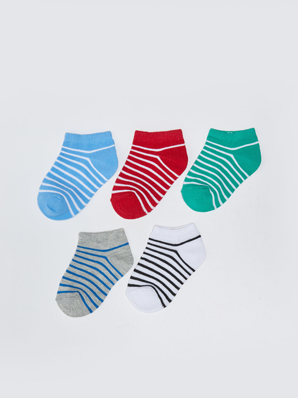 Mavi Çizgili Erkek Bebek Patik Çorap 5'li