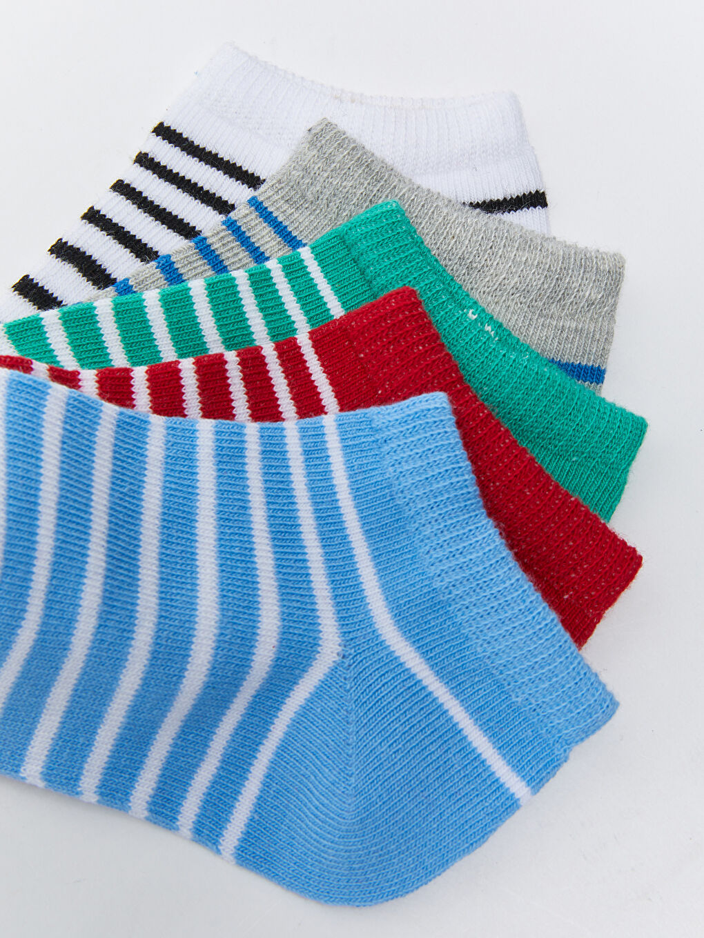 Mavi Çizgili Erkek Bebek Patik Çorap 5'li-2