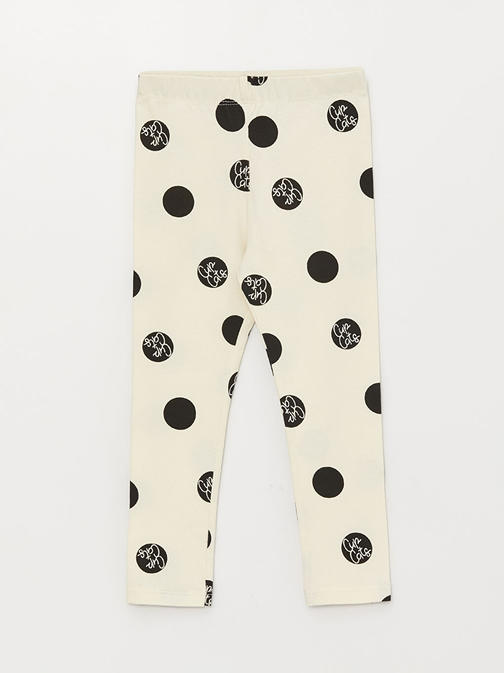 Ekru Beli Lastikli Baskılı Kız Bebek Tayt 2'li-2