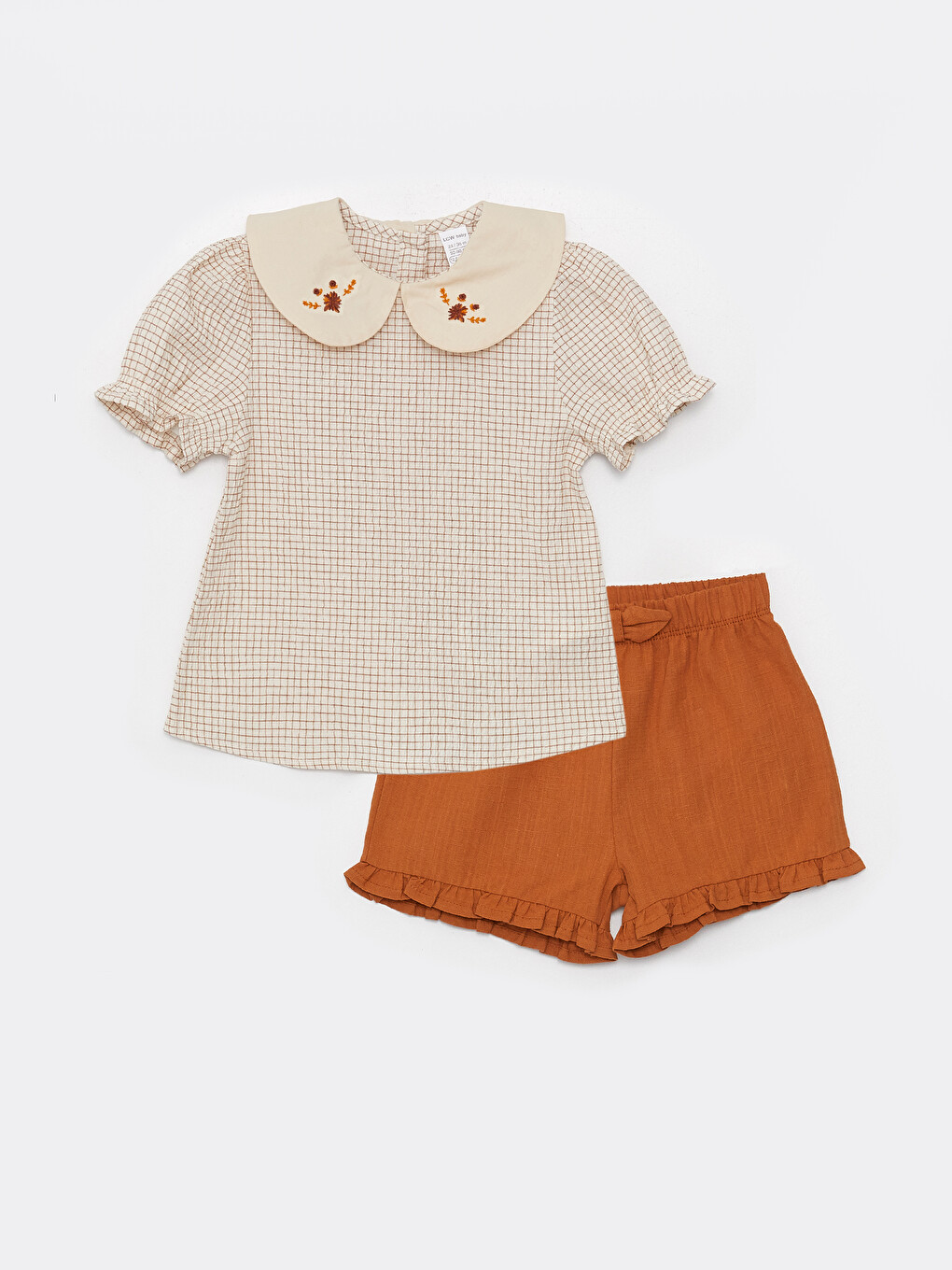 LCW baby Bebe Collar Short Sleeve Printed Cotton Baby Girl Blouse