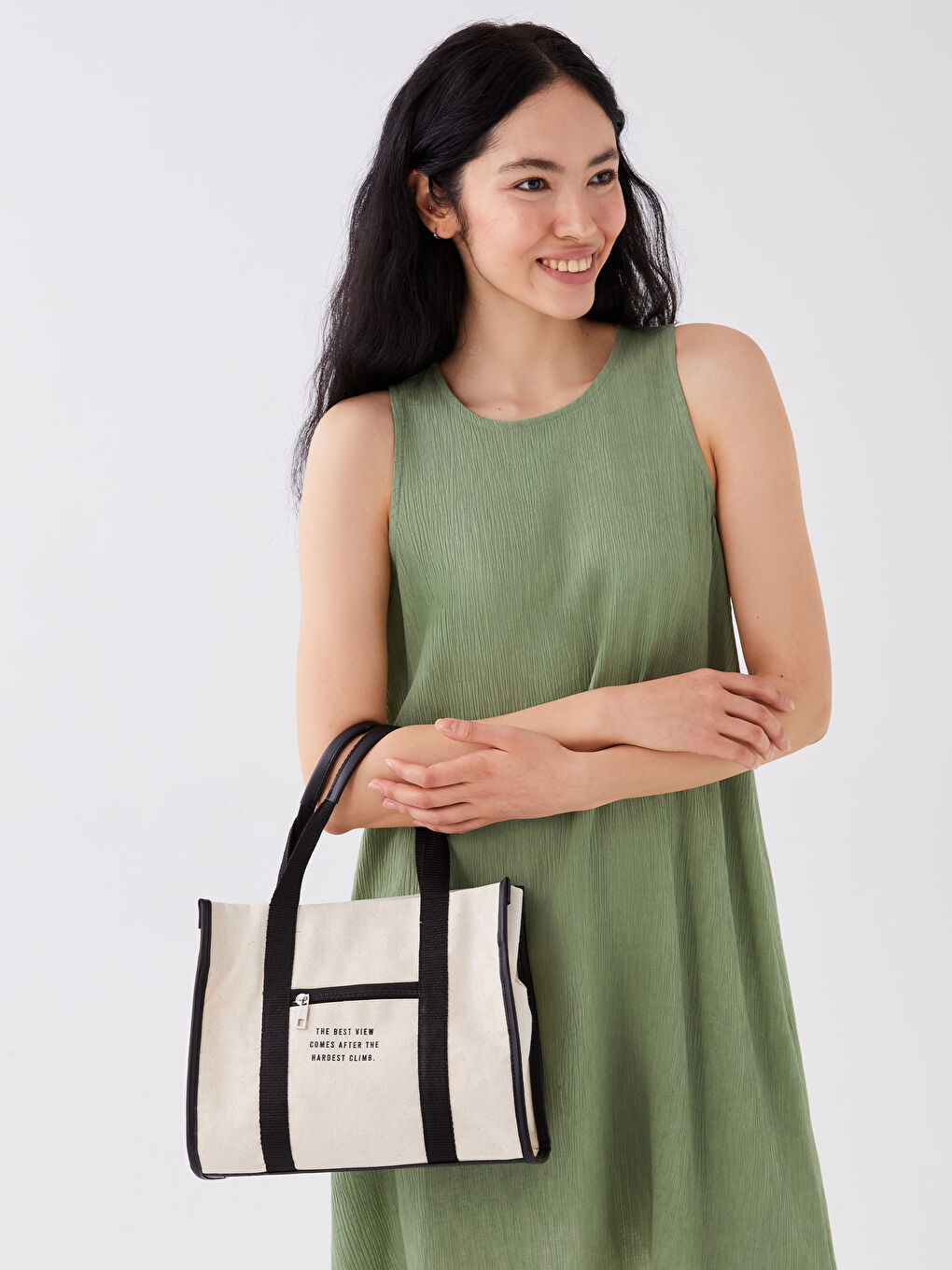 Bej Baskılı Kadın Kol Çantası