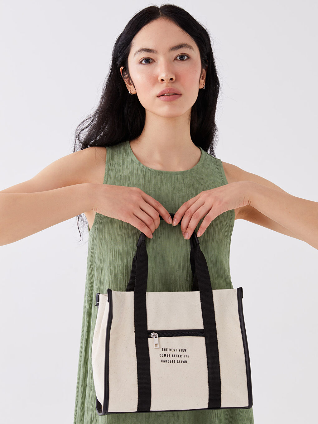 Bej Baskılı Kadın Kol Çantası-1