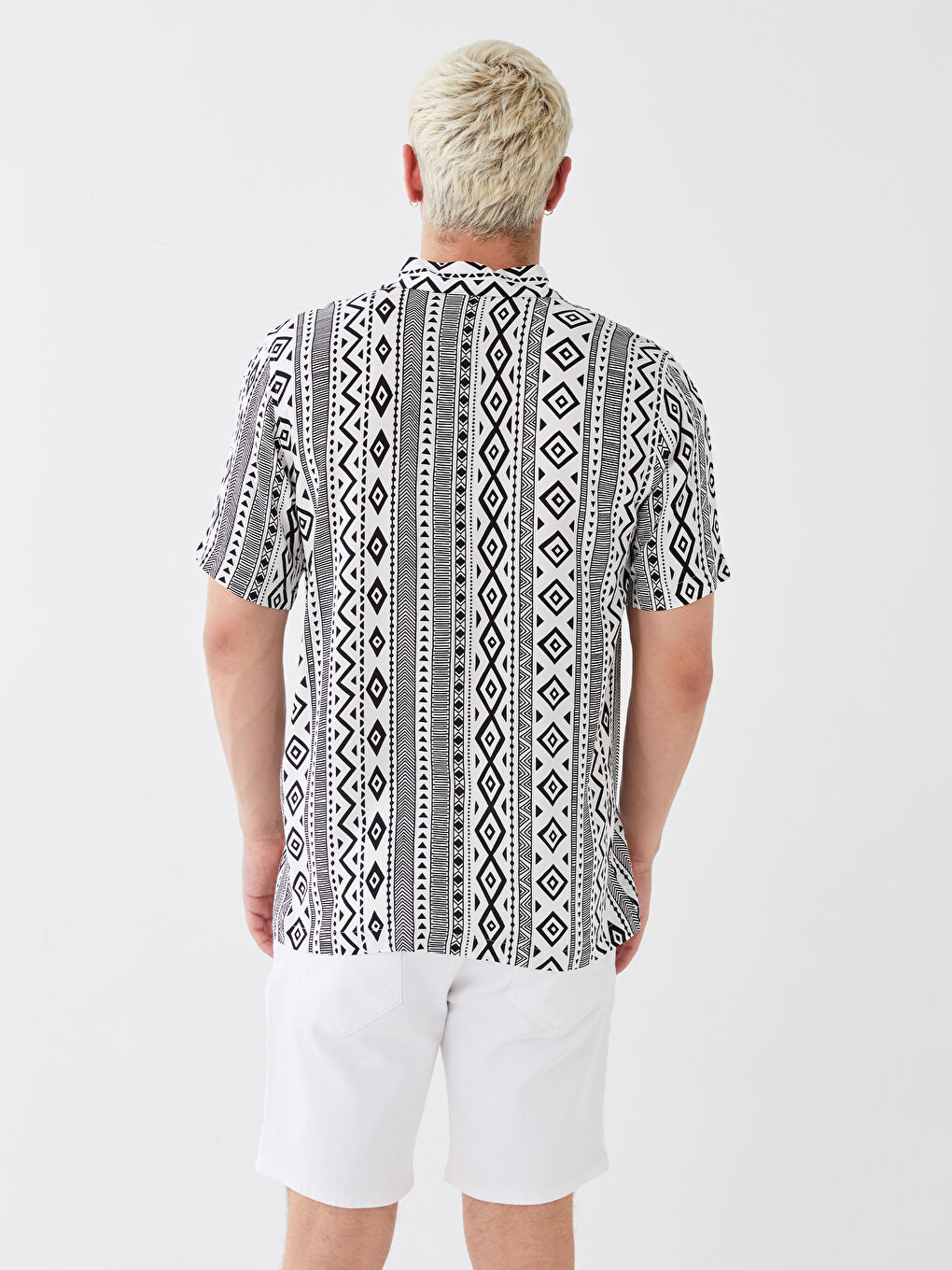 Regular Fit Short Sleeve Patterned Viscose Men's Shirt-4