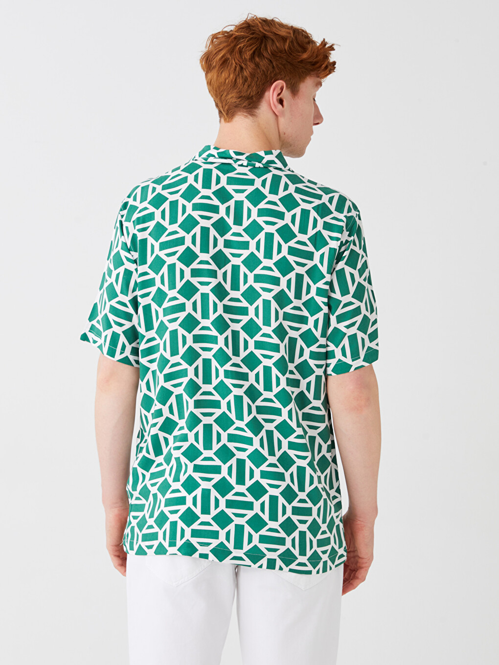 Regular Fit Short Sleeve Patterned Viscose Men's Shirt-4
