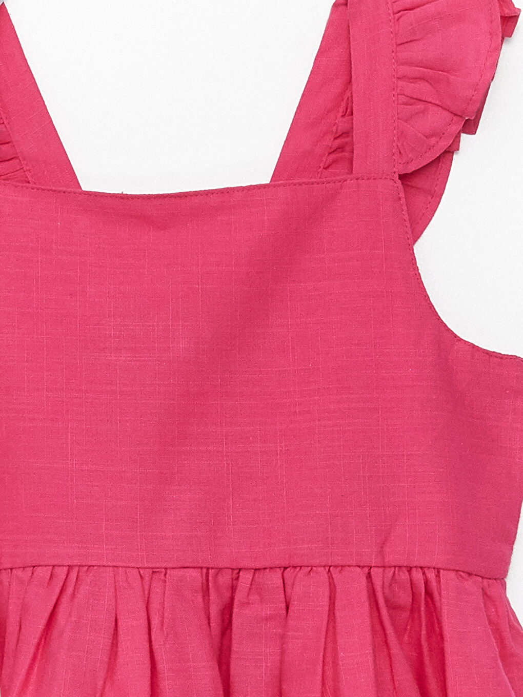 Fuşya Kare Yaka Askılı Kız Bebek Elbise-2