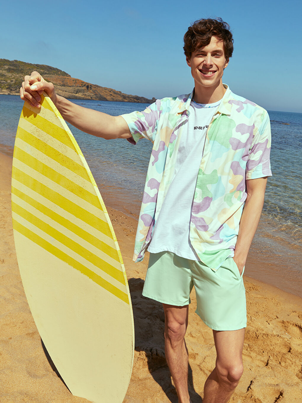 Yeşil Kısa Boy Basic Erkek Deniz Şortu