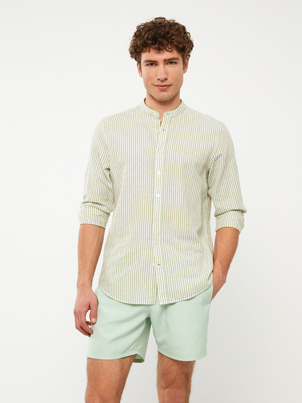 Yeşil Kısa Boy Basic Erkek Deniz Şortu-3