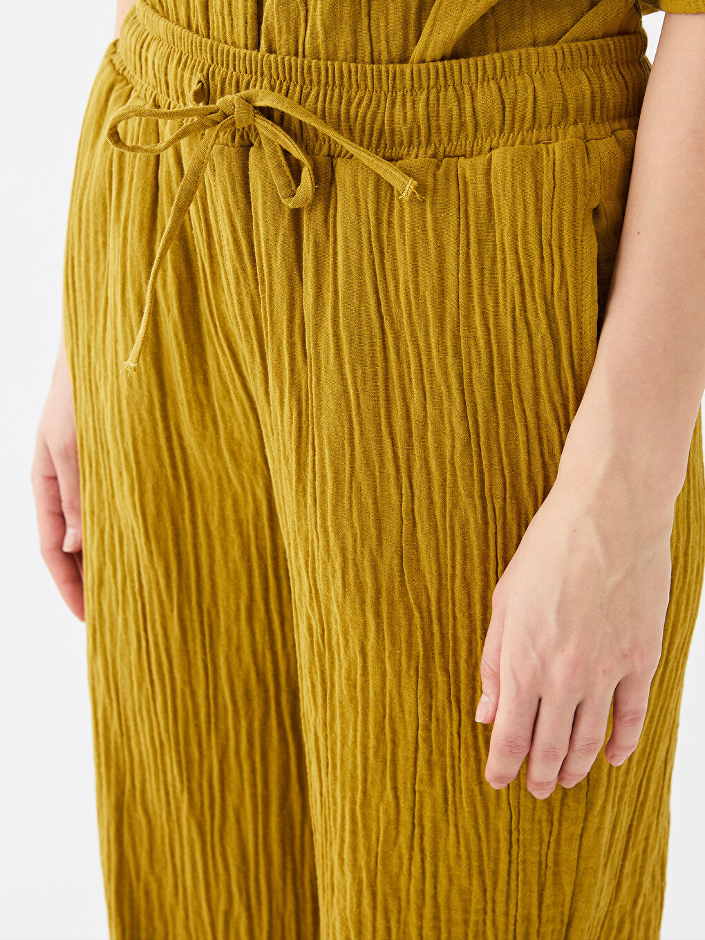 Брюки с эластичным поясом свободного кроя для женщин-2