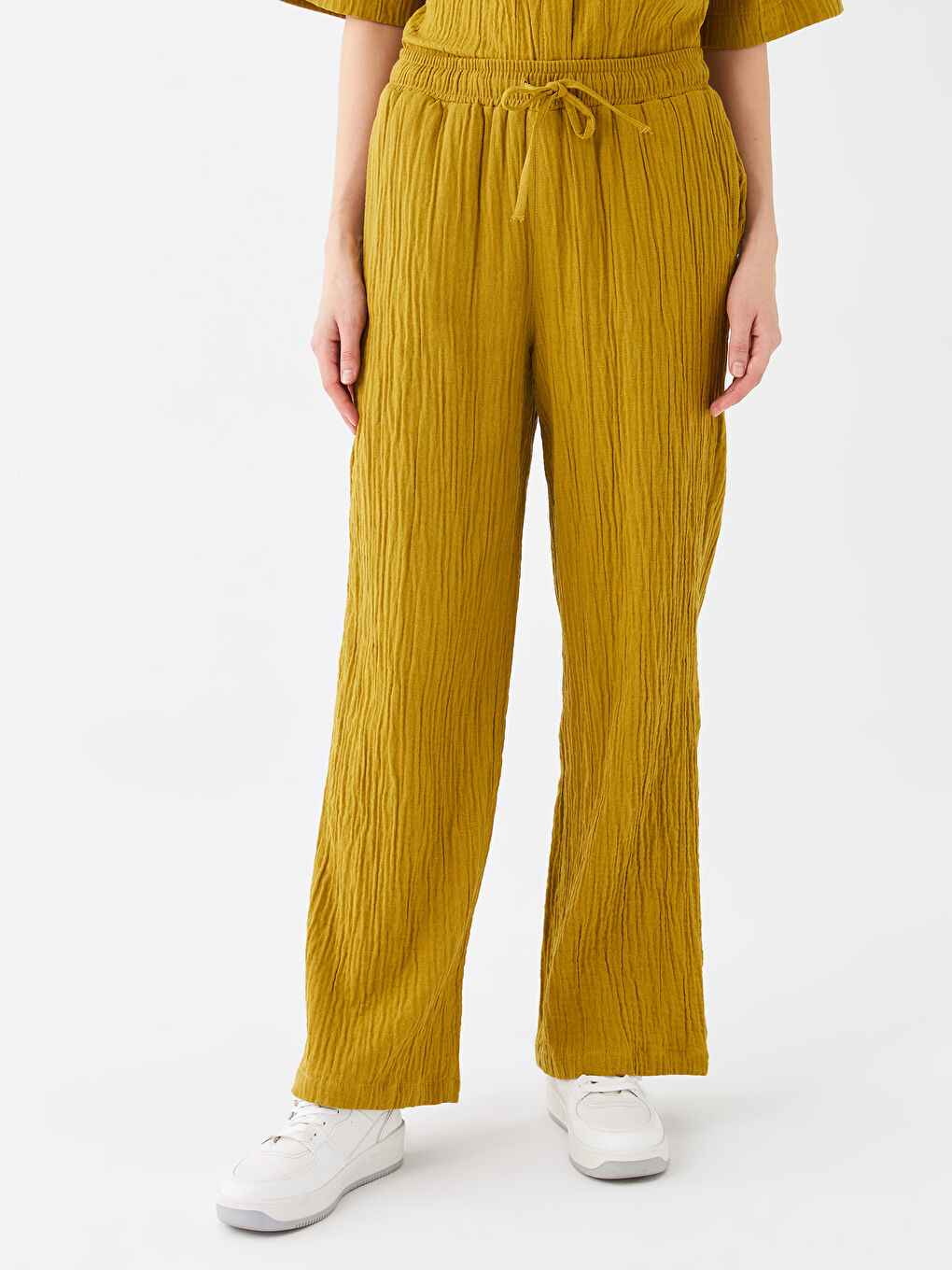 Брюки с эластичным поясом свободного кроя для женщин-3