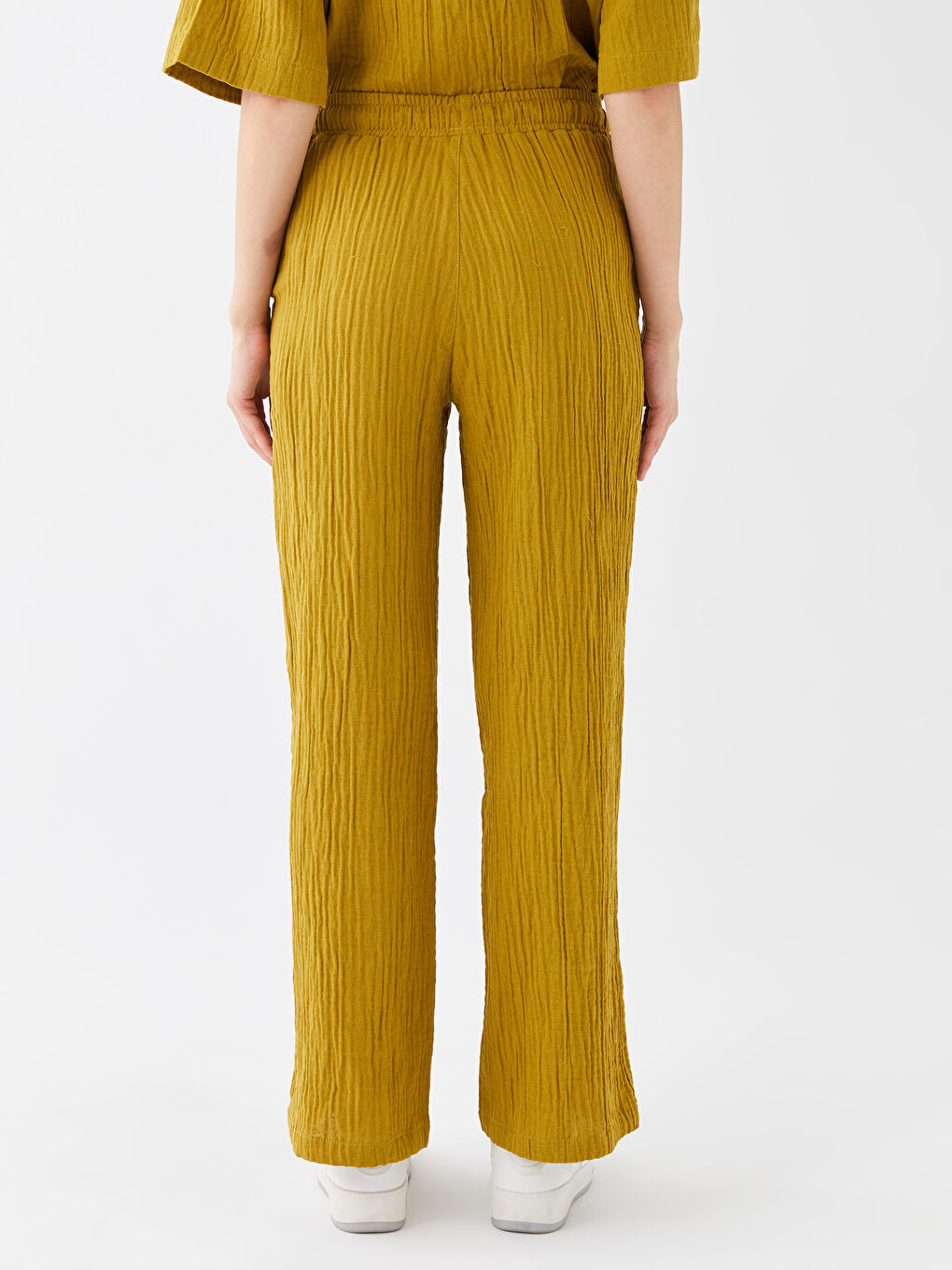 Брюки с эластичным поясом свободного кроя для женщин-4