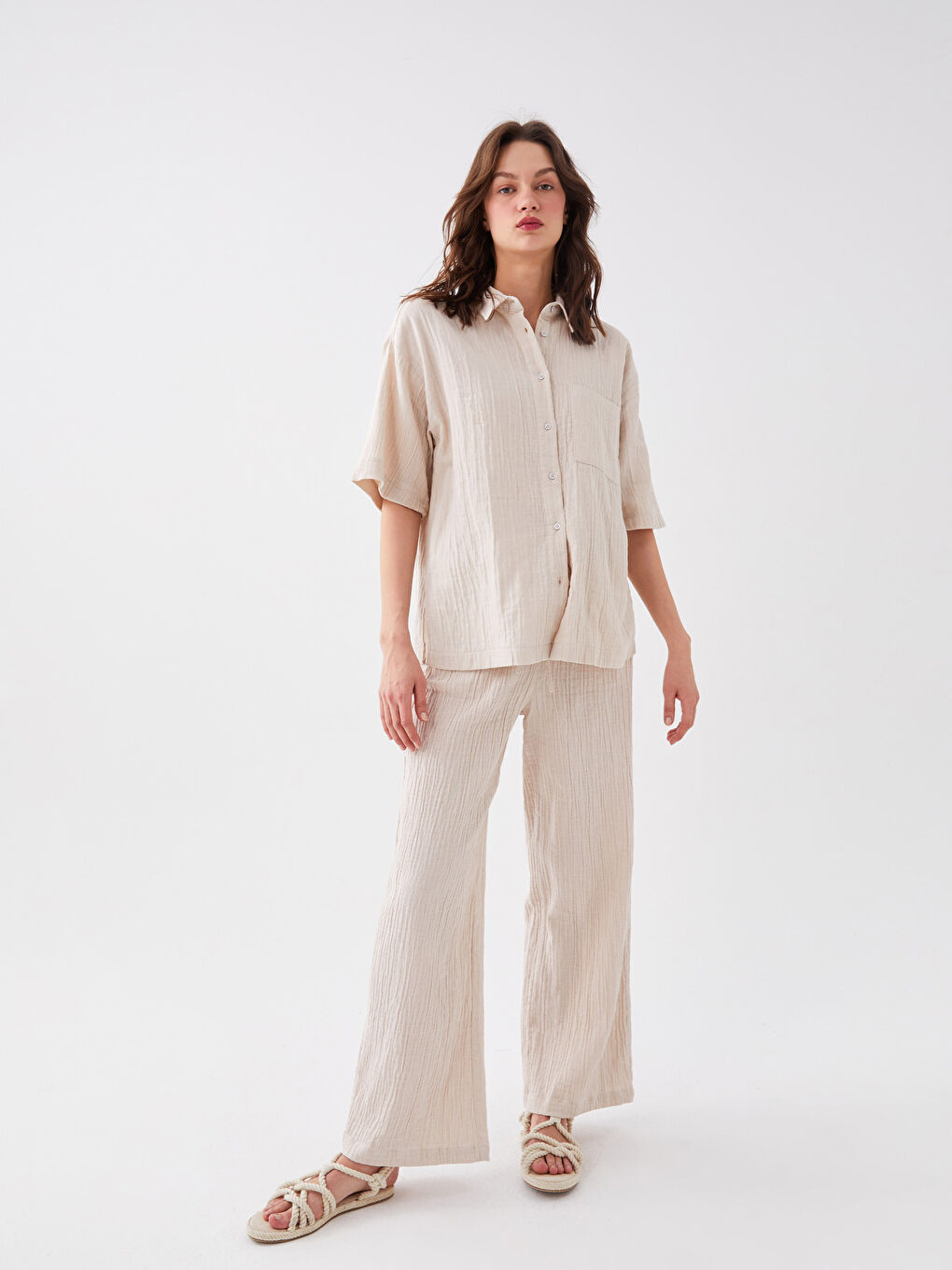 Elasticated Waist Relaxed Fit Women's Trousers-1