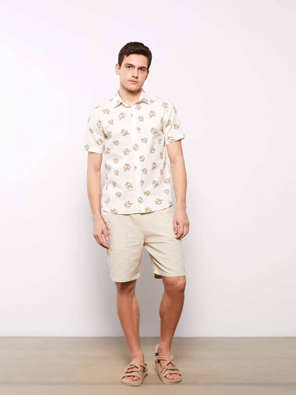 Regular Fit Short Sleeve Patterned Men's Shirt-2