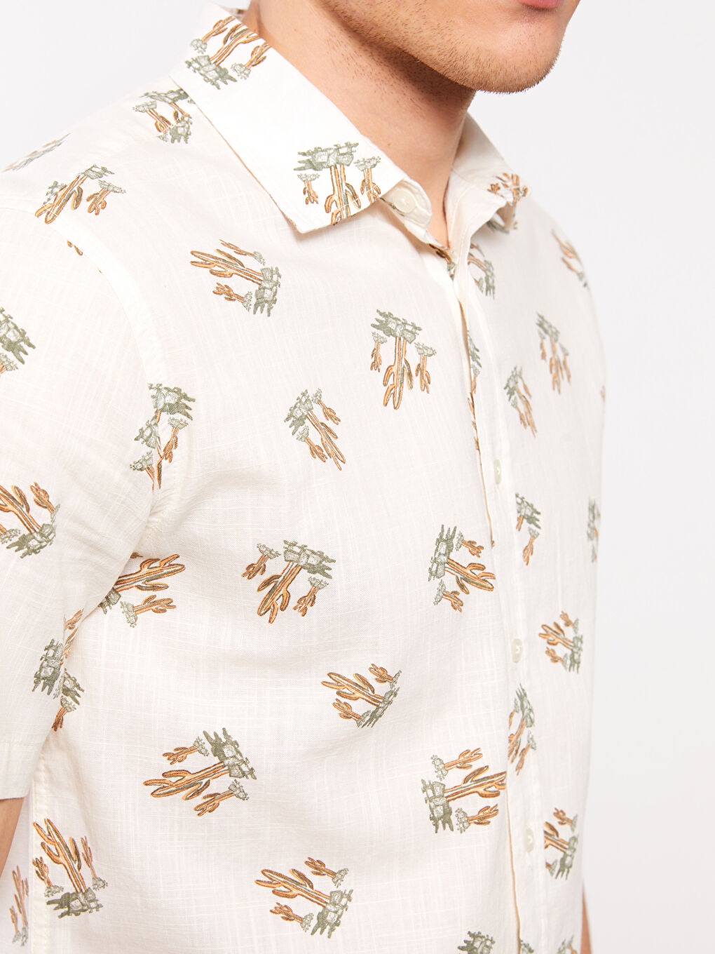 Regular Fit Short Sleeve Patterned Men's Shirt-3