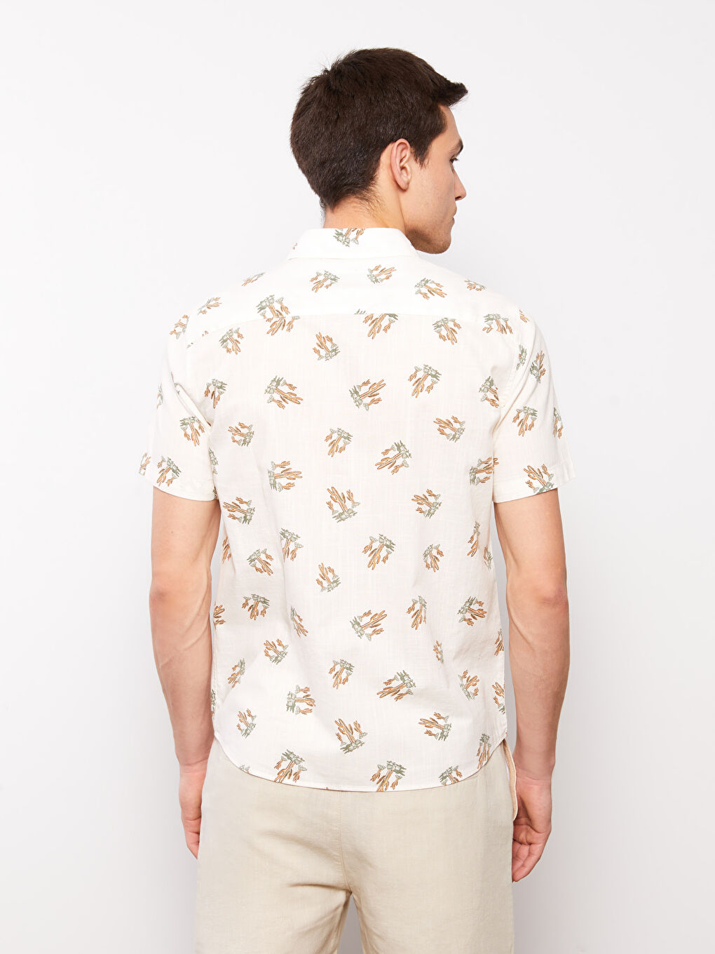 Regular Fit Short Sleeve Patterned Men's Shirt-4