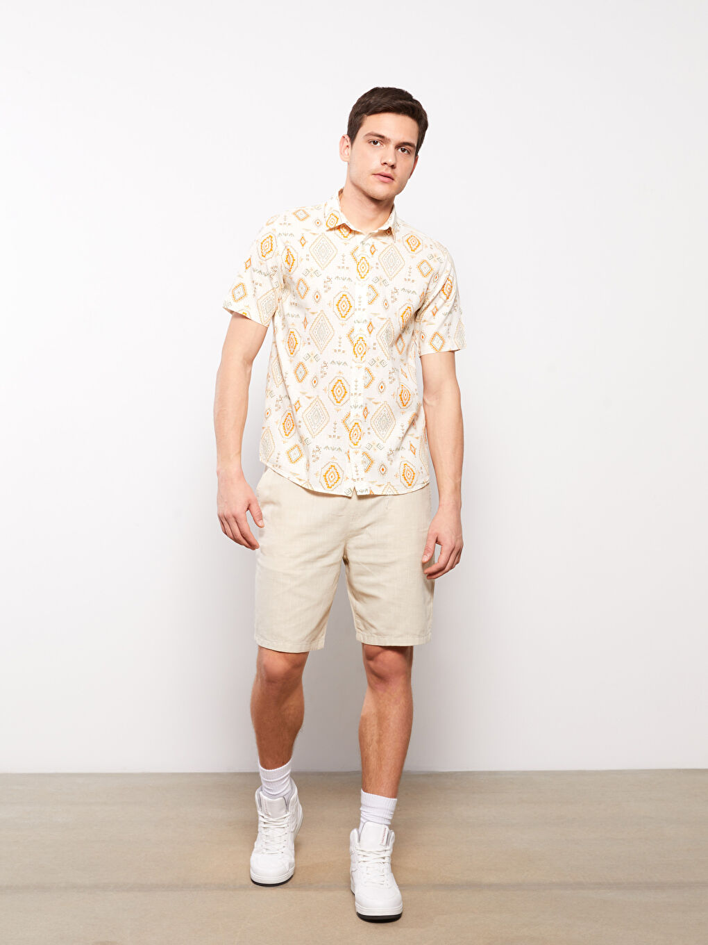 XSIDE Regular Fit Short Sleeve Patterned Viscose Men's Shirt