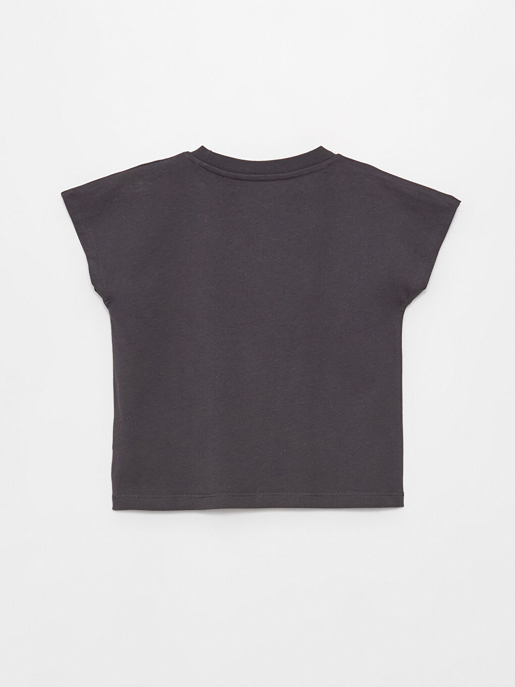 Antrasit Bisiklet Yaka Pink Floyd Baskılı Kısa Kollu Kız Çocuk Tişört-1