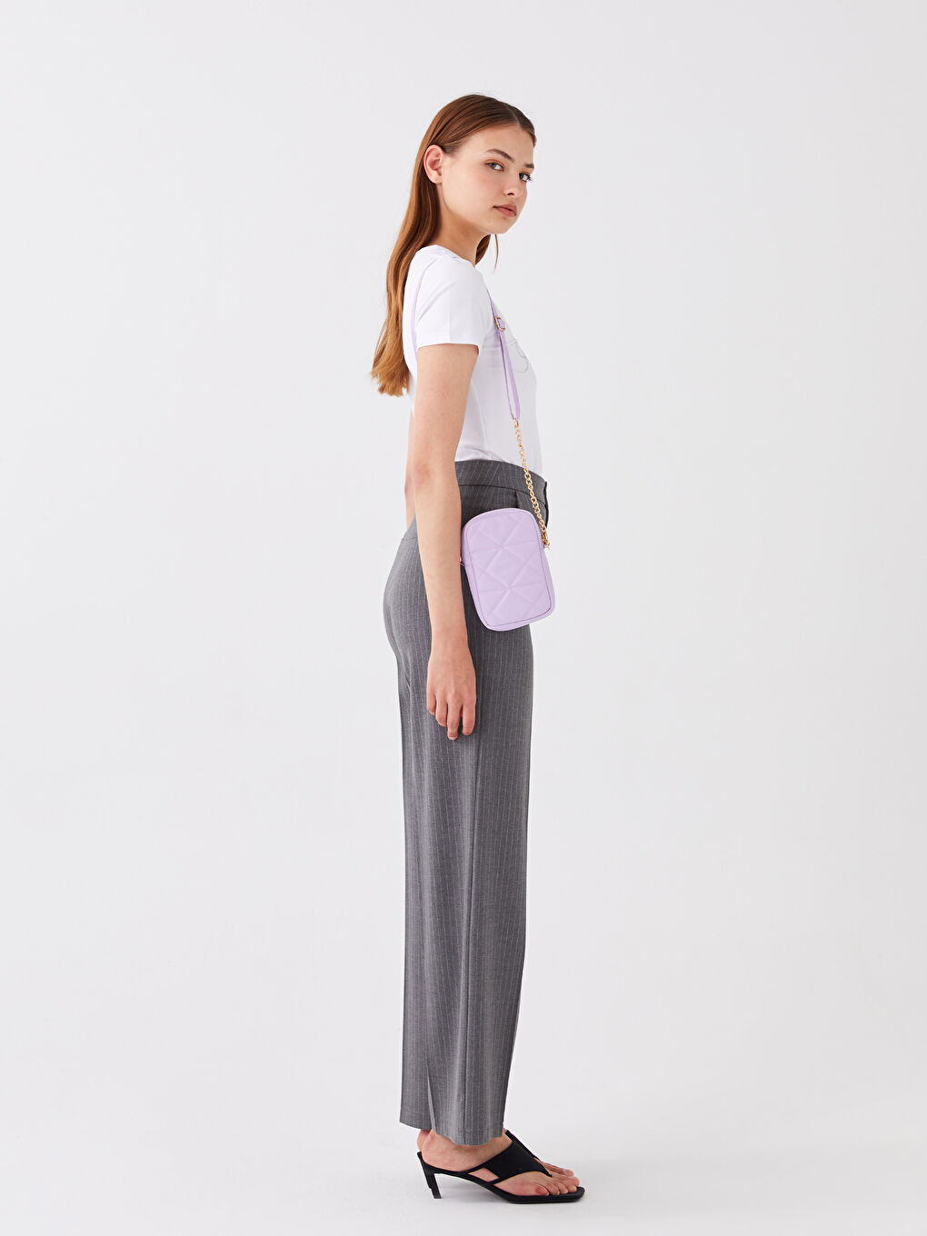 Lila Kapitoneli Kadın Telefon Çantası-1