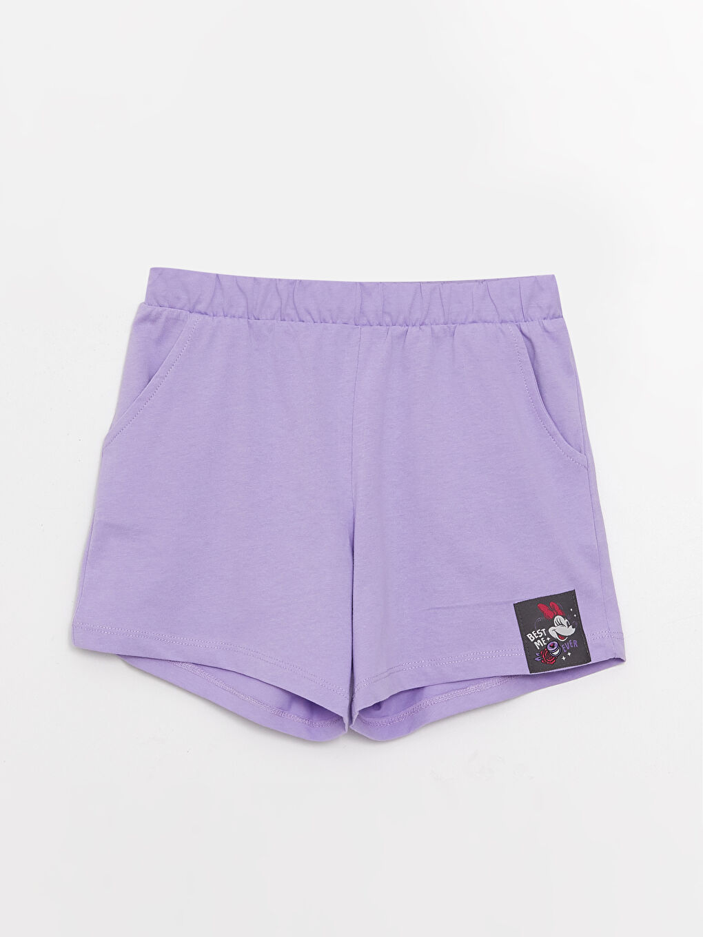 Antrasit Bisiklet Yaka Minnie Mouse Baskılı Kısa Kollu Kız Çocuk Tişört ve Şort-2