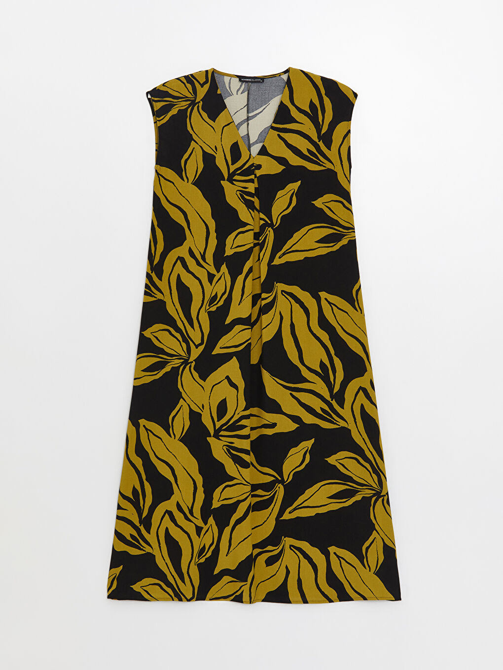 Patterned Ketene Blended Women's Dress with V-Neck-5