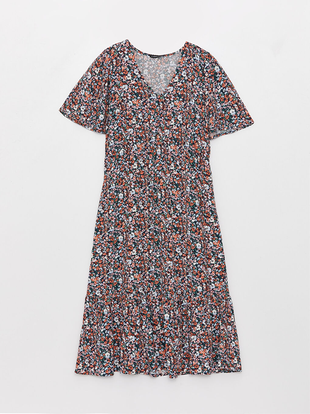 LCWAIKIKI Classic V-Ausschnitt Blumiges Kurzarmkleid für Damen -S3G849Z8-KTU
