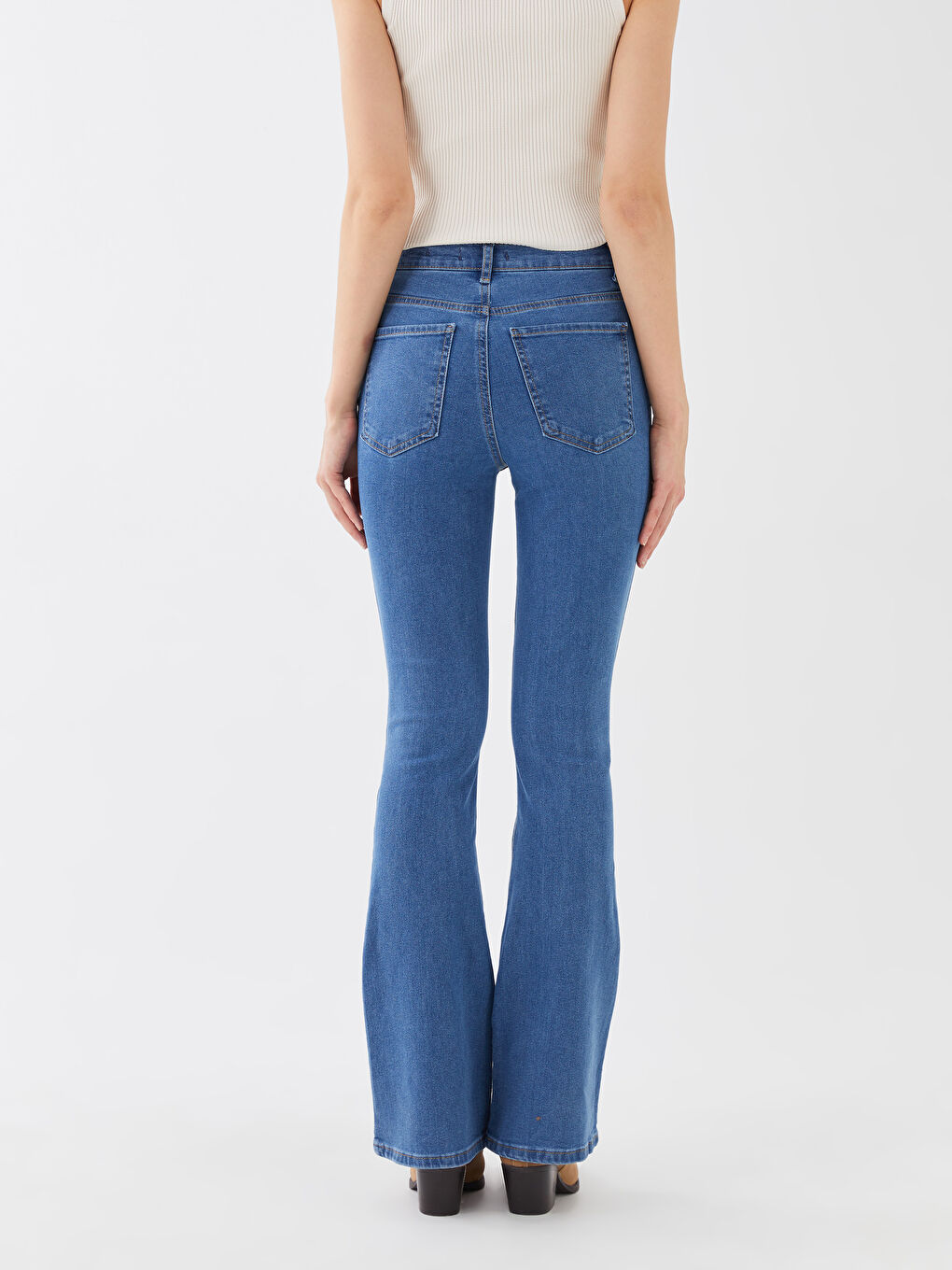 İndigo Normal Bel Mars Flare Kadın Jean Pantolon-4
