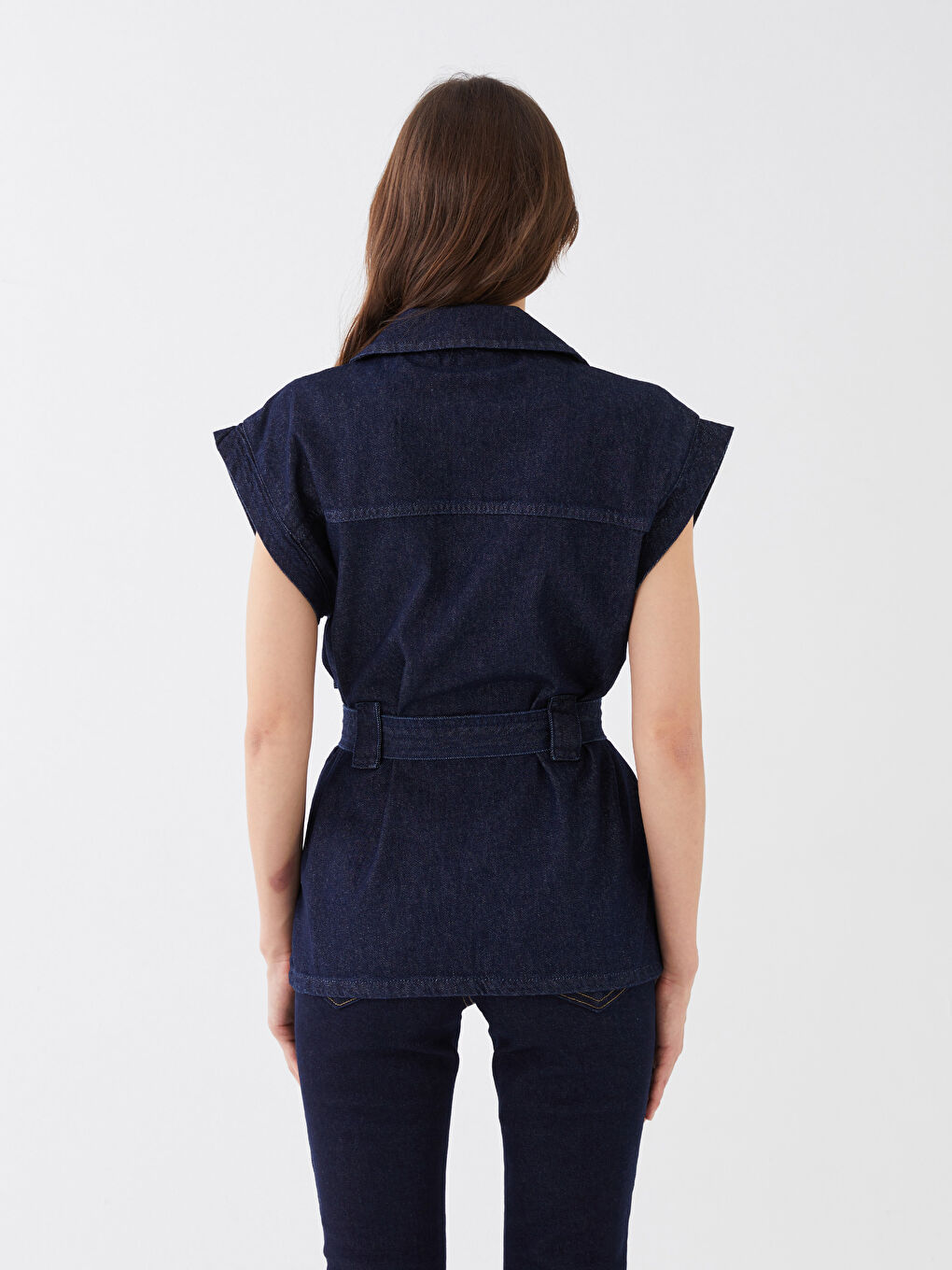 LCW Vision Damen Jeansweste mit Kragenhals und schlichtem Design -S3G868Z8-309