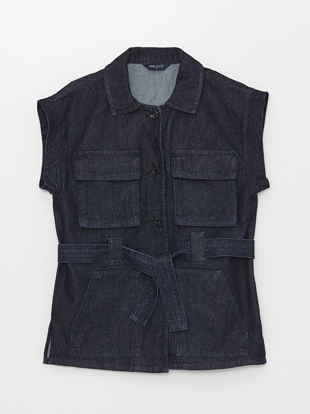 LCW Vision Damen Jeansweste mit Kragenhals und schlichtem Design -S3G868Z8-309