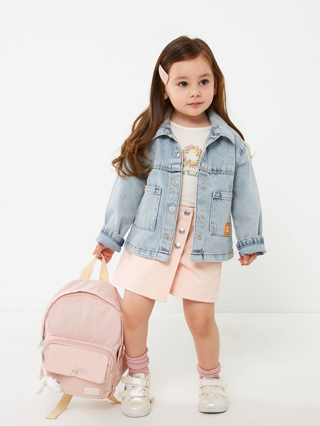 Veste en jean imprimée Minnie Mouse pour bébés filles-1