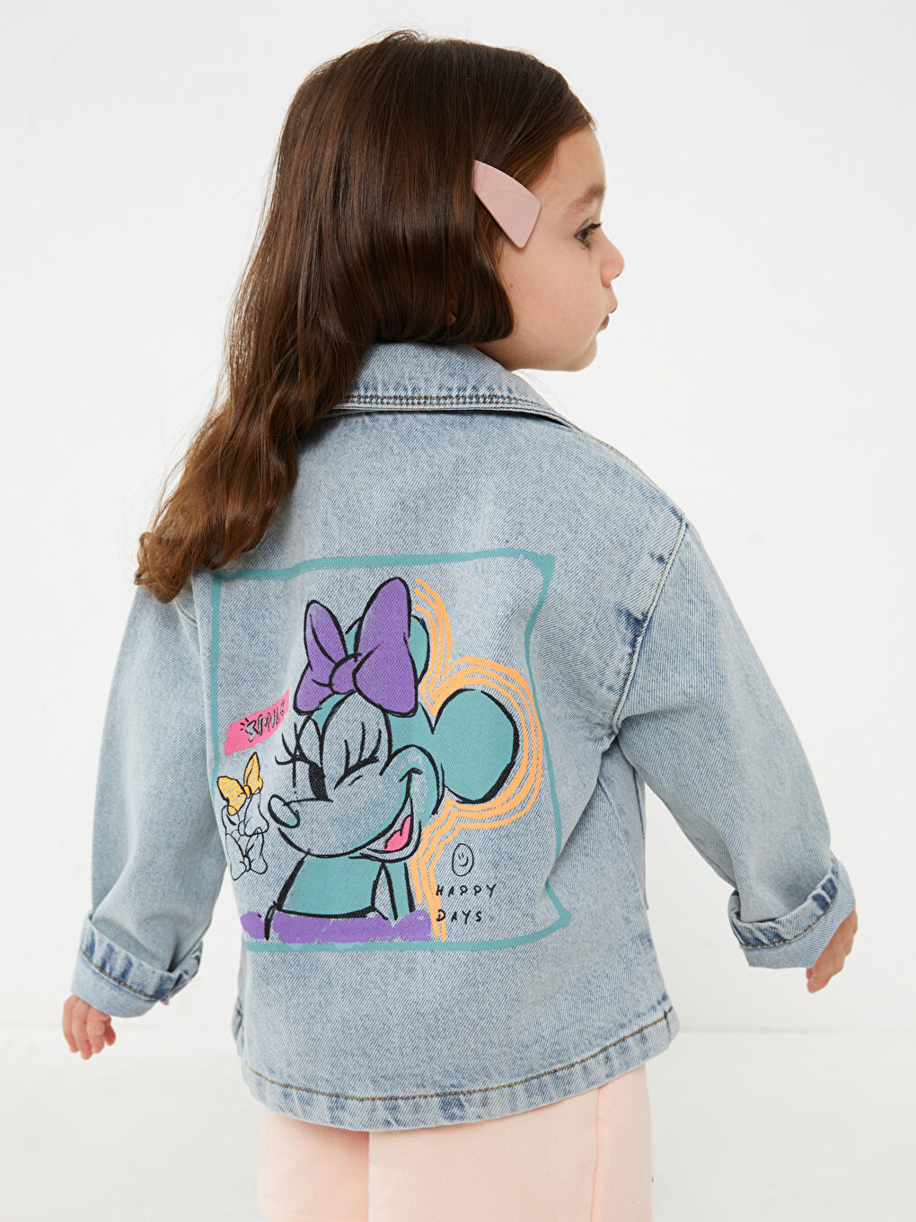 Veste en jean imprimée Minnie Mouse pour bébés filles-2