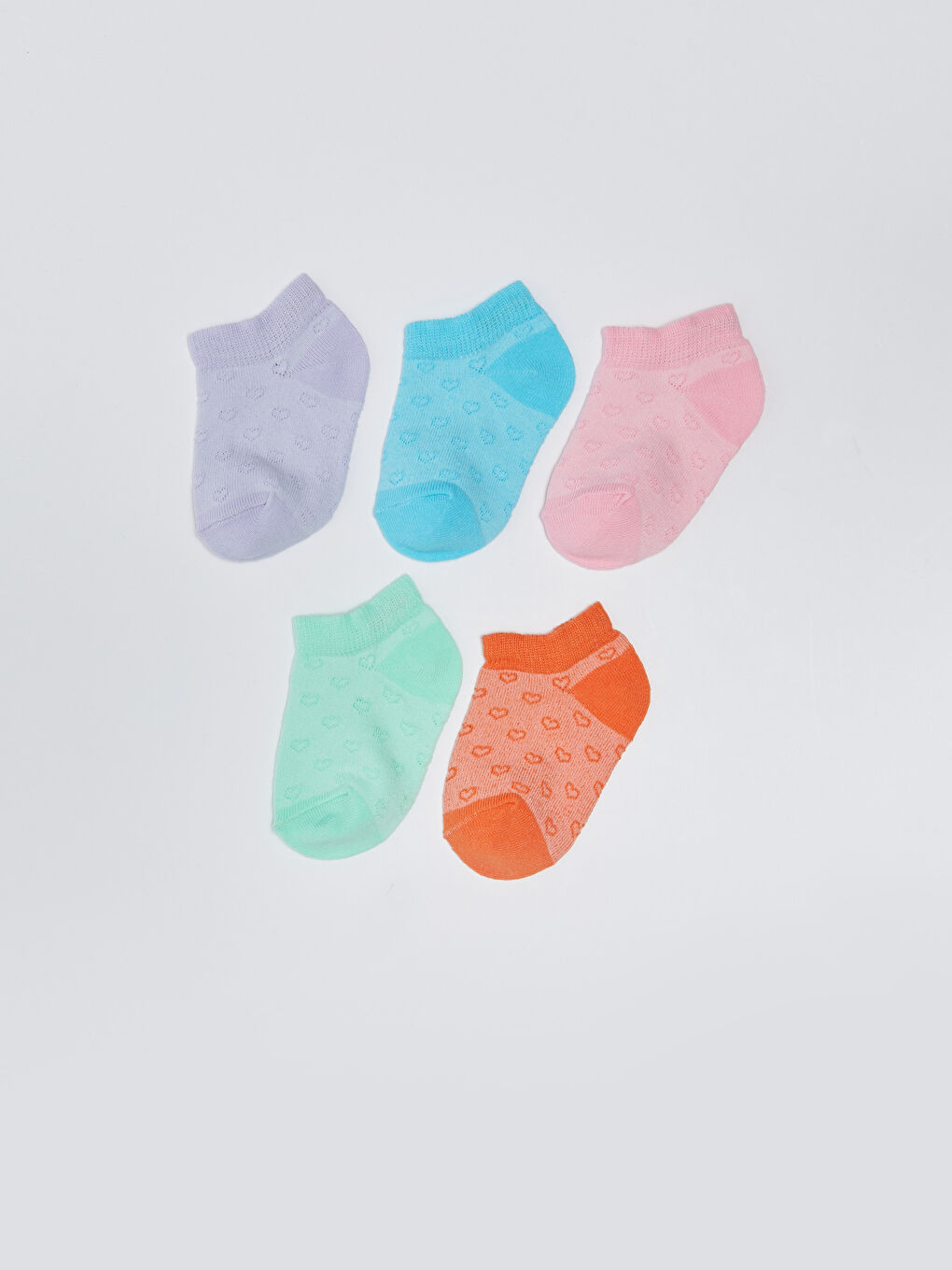 Lila Kendinden Desenli Kız Bebek Patik Çorap 5'li