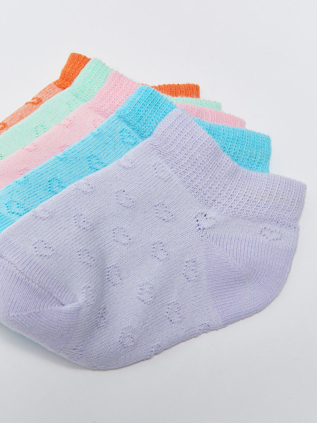 Lila Kendinden Desenli Kız Bebek Patik Çorap 5'li-2