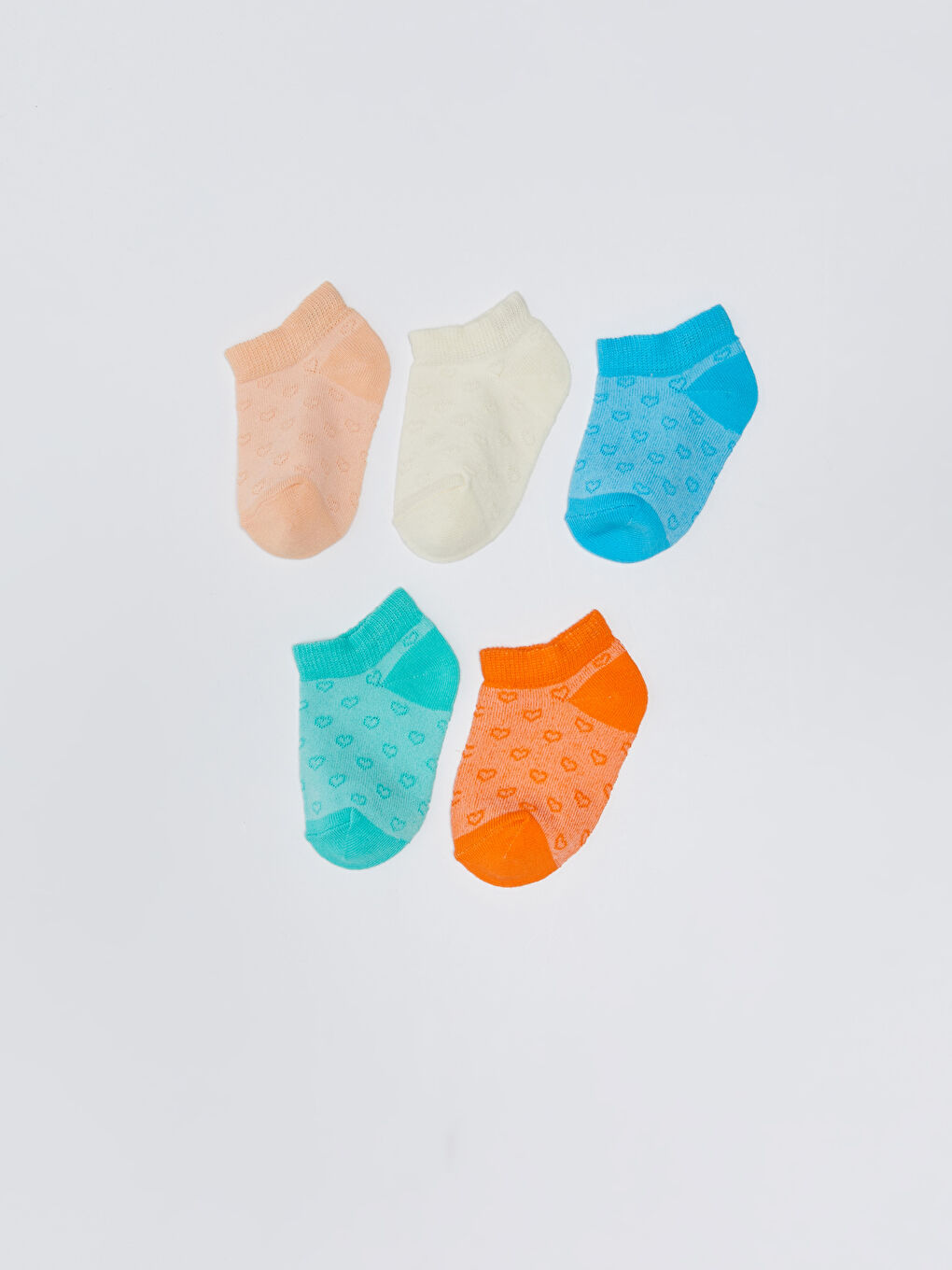 Yeşil Kendinden Desenli Kız Bebek Patik Çorap 5'li