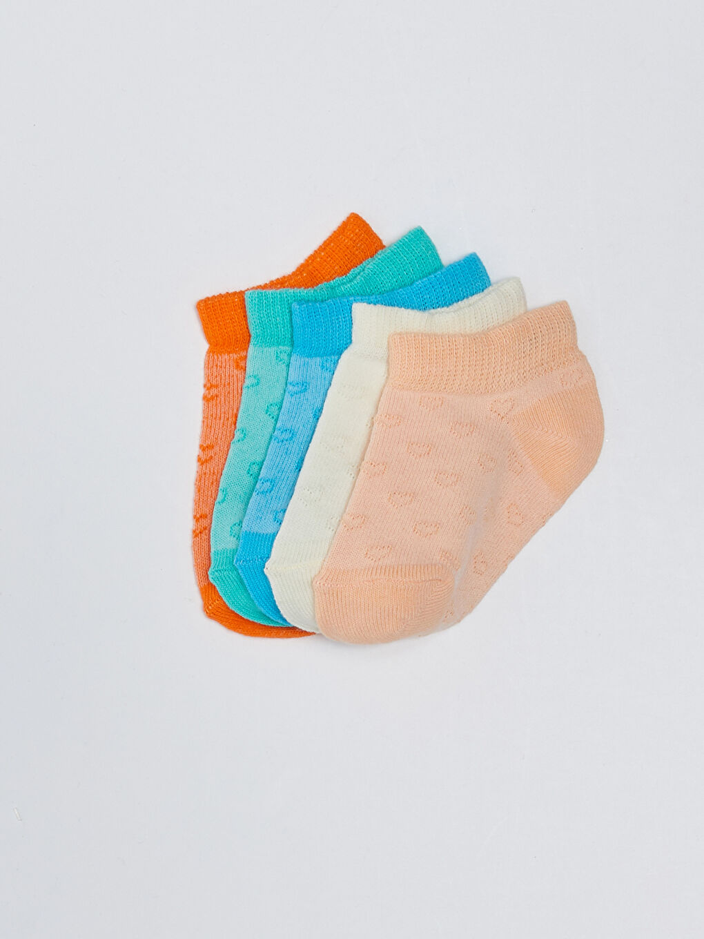 Yeşil Kendinden Desenli Kız Bebek Patik Çorap 5'li-1