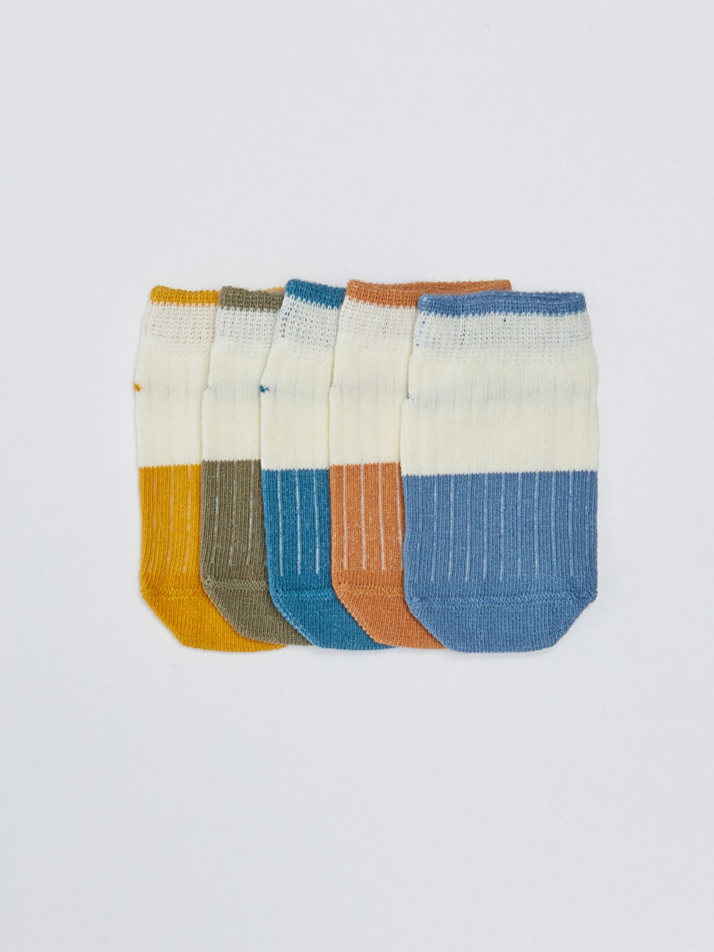 Yeşil Kendinden Desenli Kız Bebek Patik Çorap 5'li-2