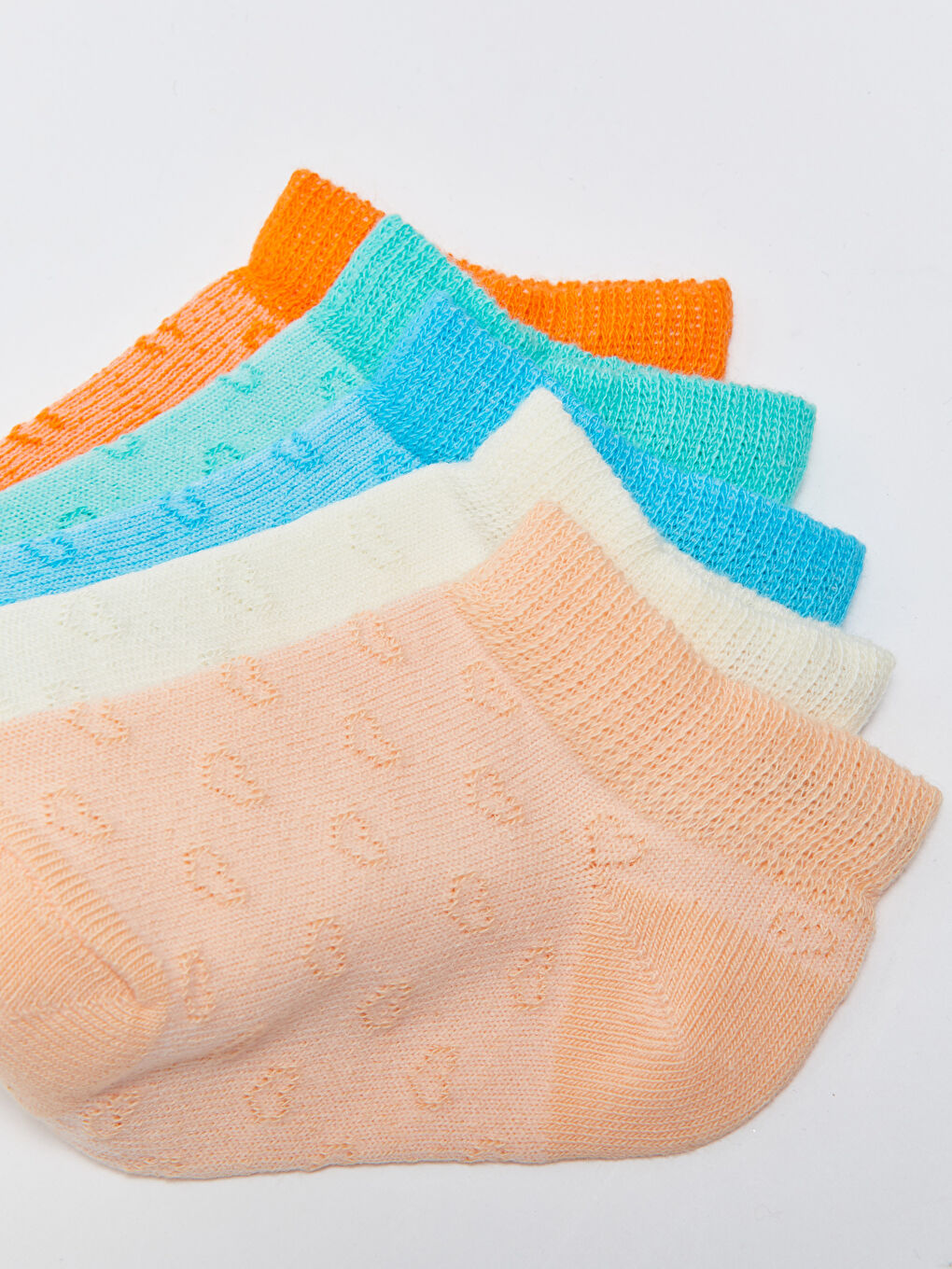 Yeşil Kendinden Desenli Kız Bebek Patik Çorap 5'li-3