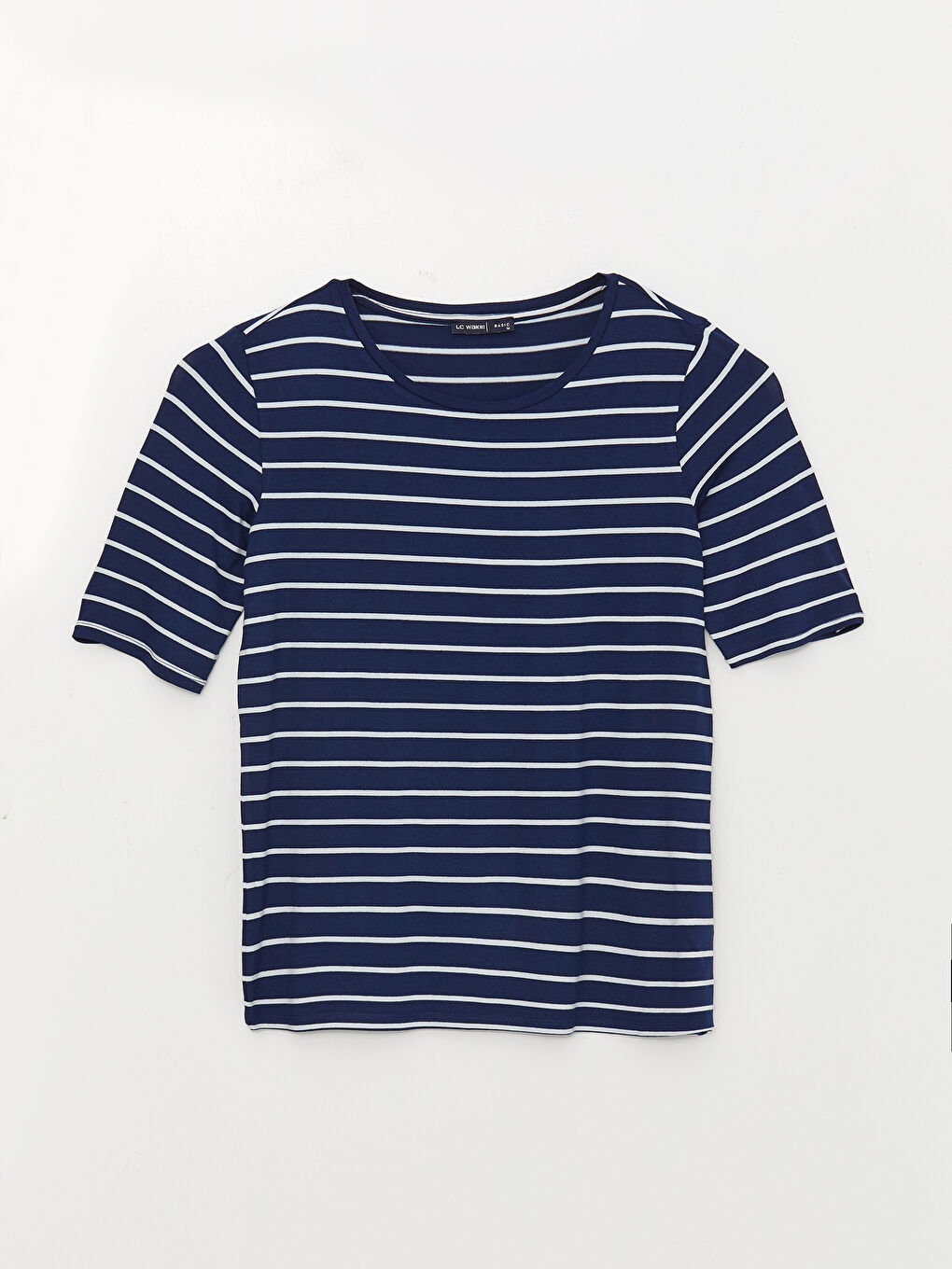 Crew Neck Striped Short Sleeve Women's T-Shirt-5
