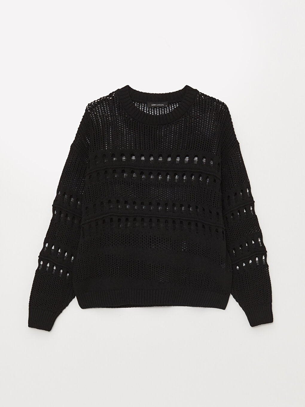 Crew Neck Ajour Long Sleeve Women's Tricot Sweater -S3G922Z8-CVL