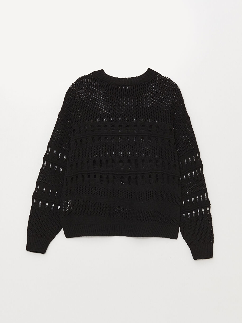 Crew Neck Ajour Long Sleeve Women's Tricot Sweater -S3G922Z8-CVL
