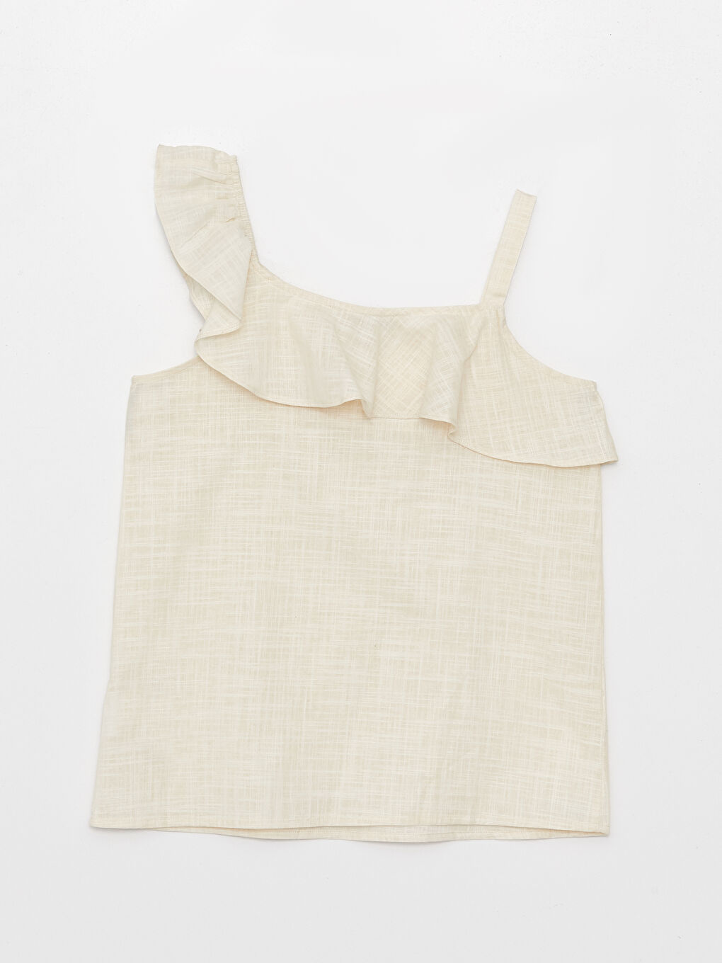 Ekru Basic Fırfır Detaylı Kız Çocuk Bluz-1