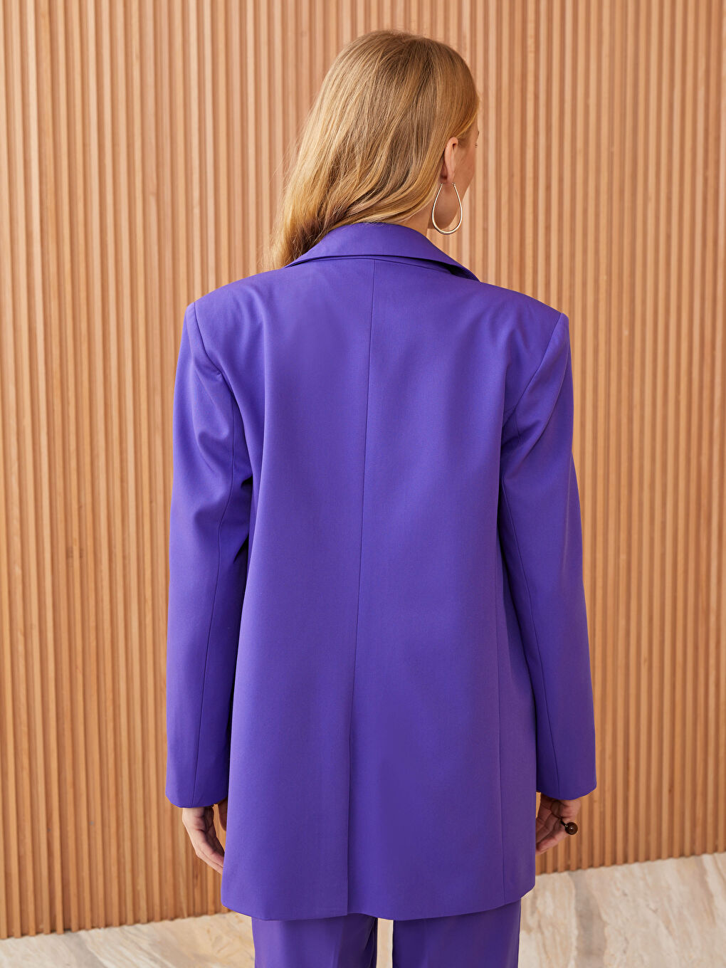 Mor Kadın Önden Düğmeli Blazer Ceket-4