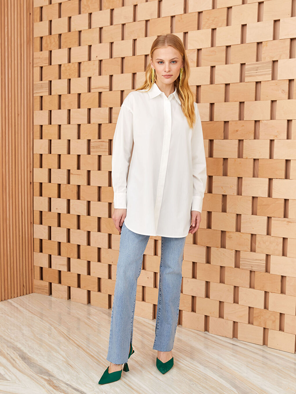 LCW Modest Plain Poplin Women's Shirt Tunic -S3G969Z8-V49