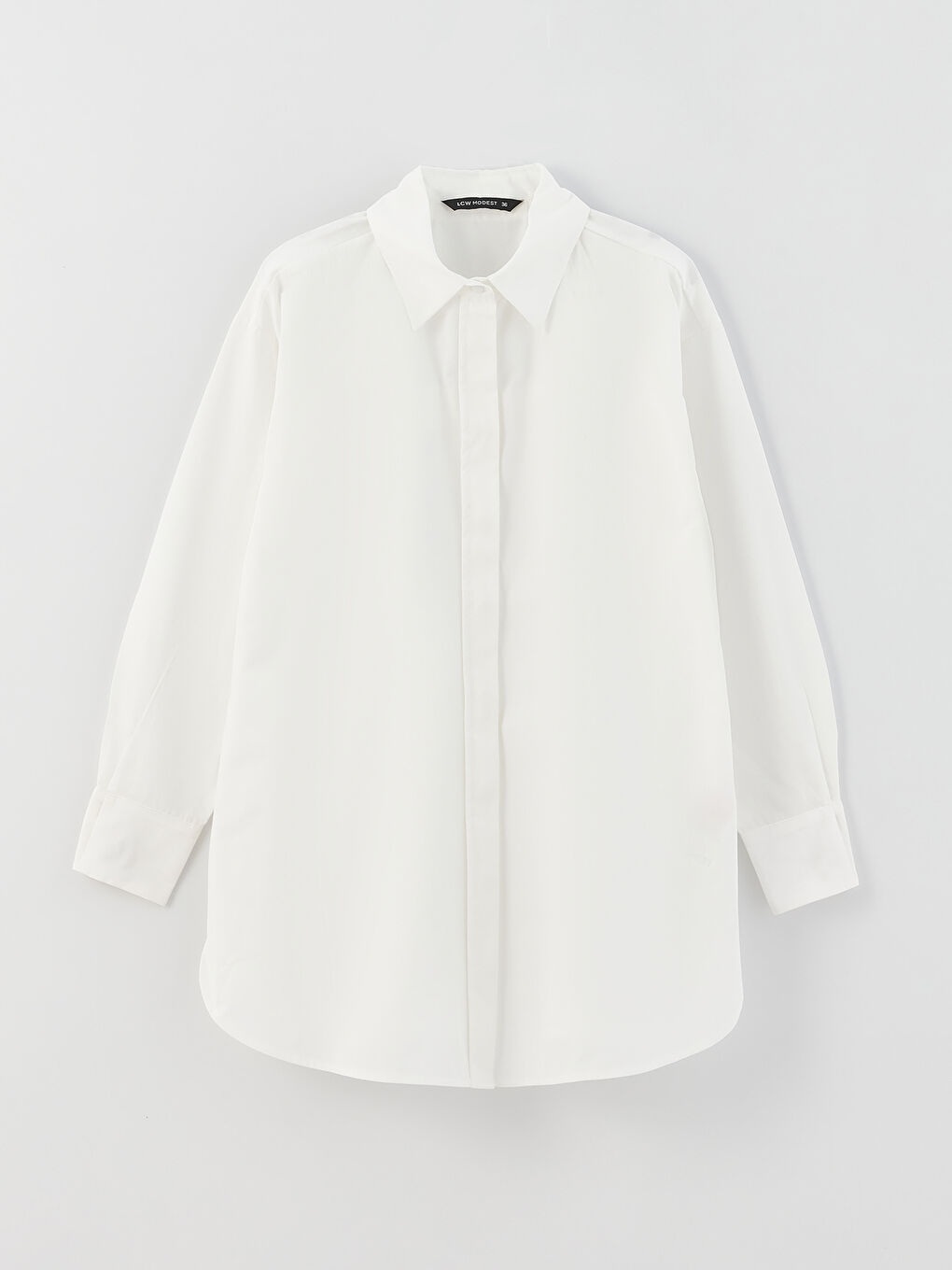 Ekru Düz Poplin Kadın Gömlek Tunik-5