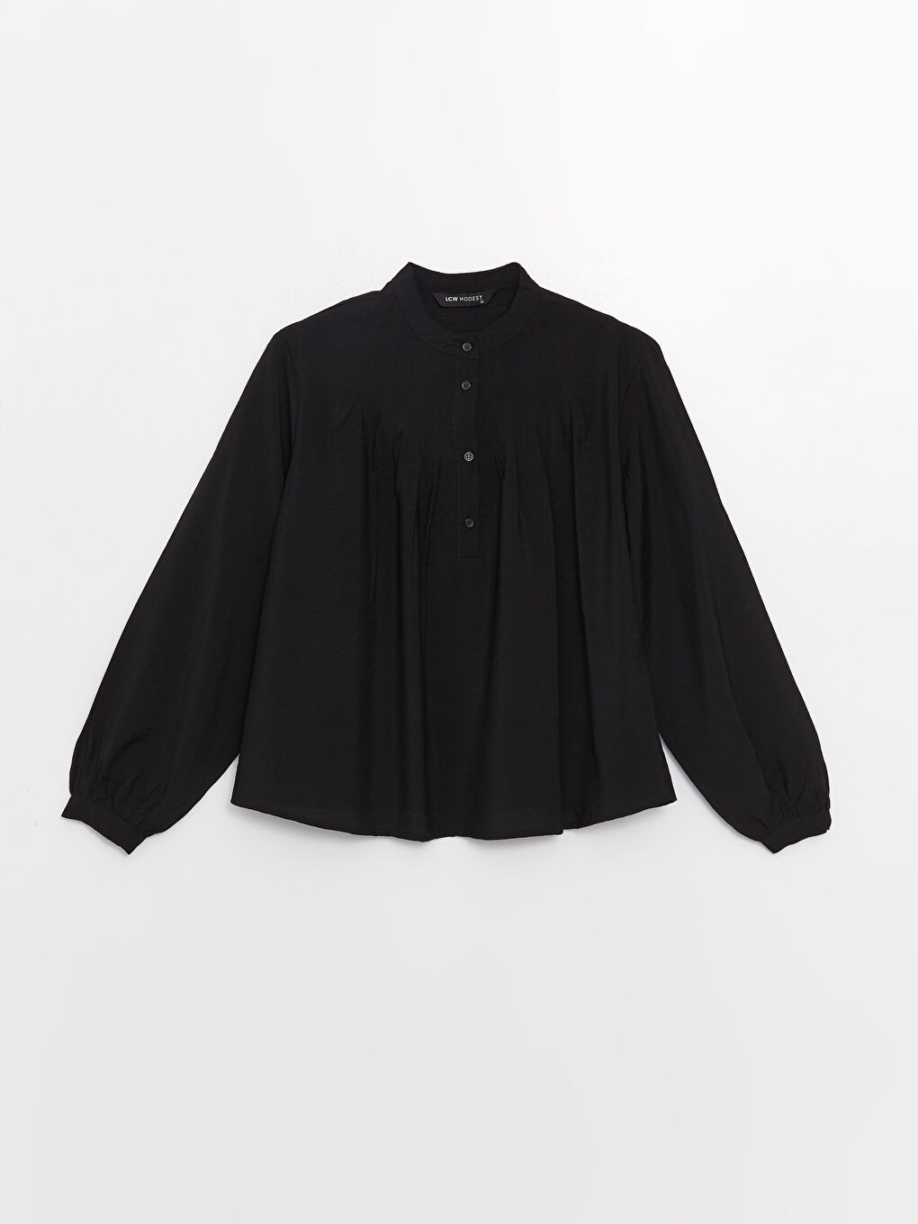 Siyah Hakim Yaka Düz Uzun Kollu Kadın Tunik-5