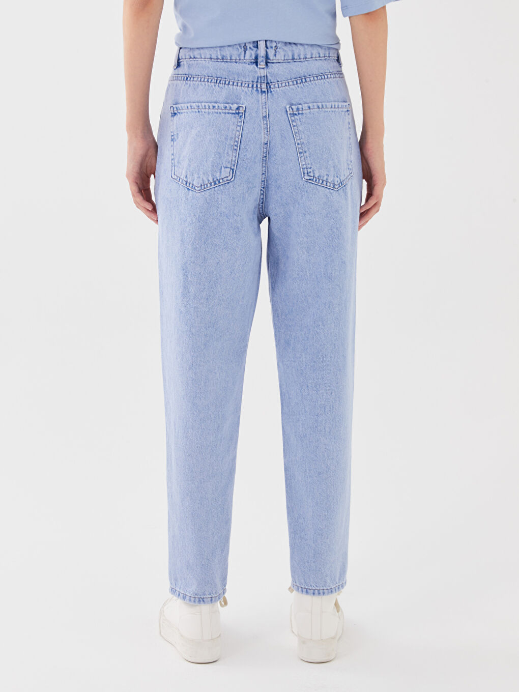 Mavi Yüksek Bel Mom Fit Kadın Jean Pantolon-3