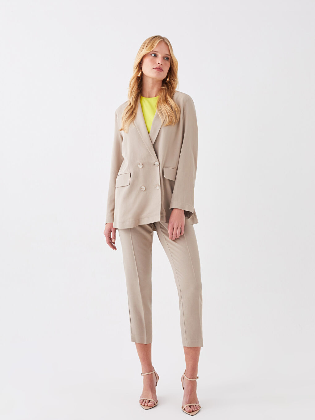 LCWAIKIKI Classic Haki Düz Uzun Kollu Kadın Blazer Ceket - 2