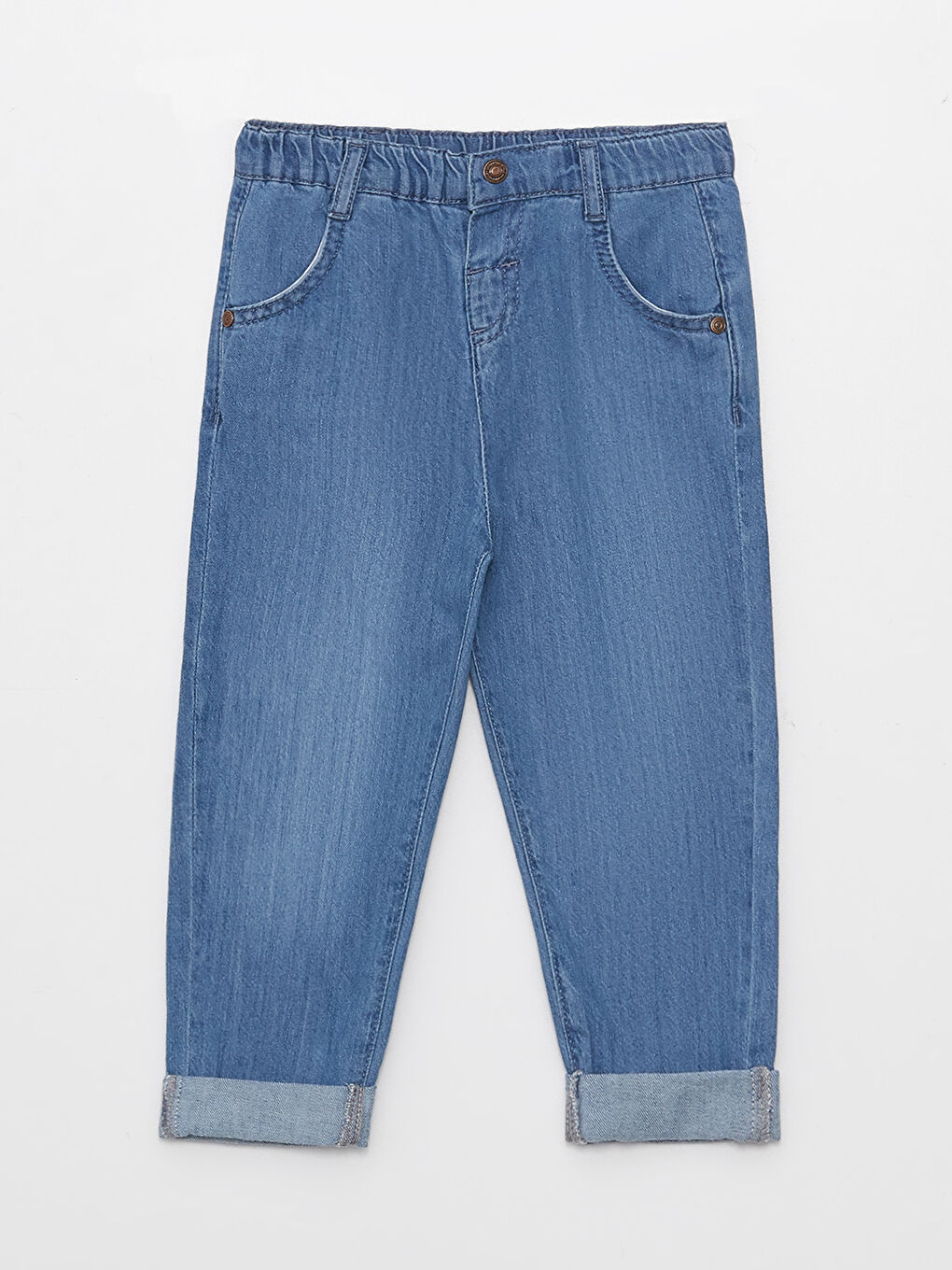 Mavi Beli Lastikli Erkek Bebek Jean Pantolon