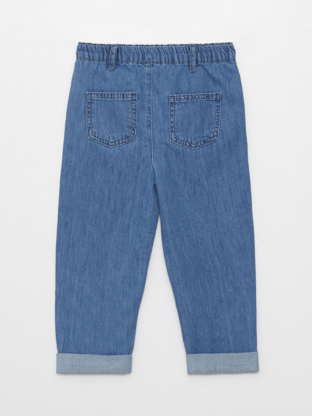 Mavi Beli Lastikli Erkek Bebek Jean Pantolon-1