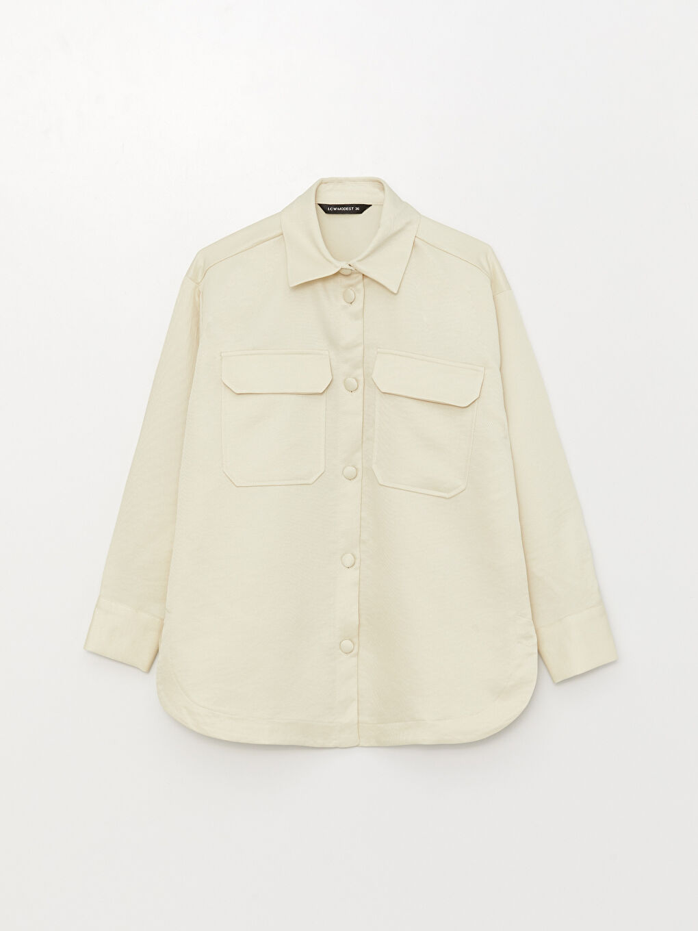 Women's Plain Long Sleeve Gabardine Shirt-5