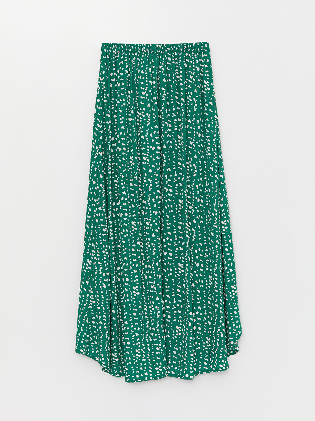 Yeşil Beli Lastikli Desenli Krinkle Kadın Etek-6