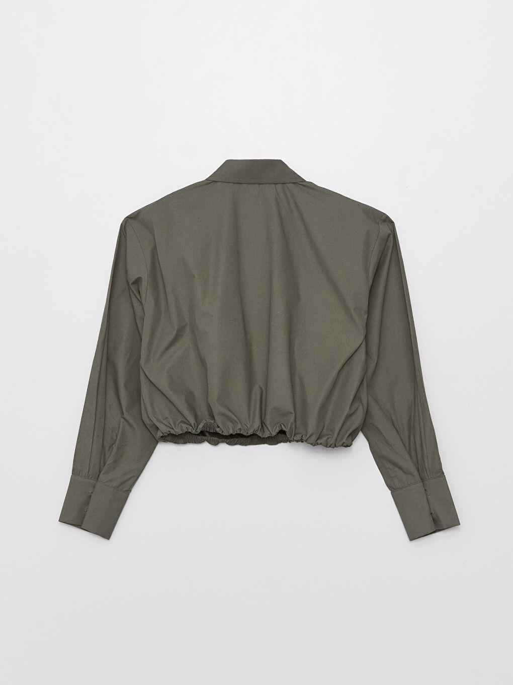 LCW Vision Plain Long Sleeve Parachute Fabric Oversize Women's Shirt -S3GA19Z8-GN2